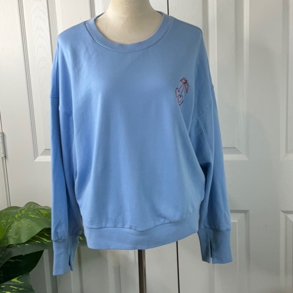 JoyLab Women’s Graphic French Terry Crewneck Sweatshirt Light Blue Various Sizes - Picture 10 of 12